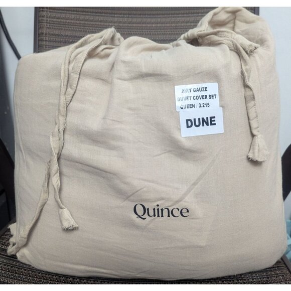 Quince- 100% Organic Airy Cotton Gauze Duvet Cover Set 3PC Dune Size Queen -NEW- - Picture 2 of 8